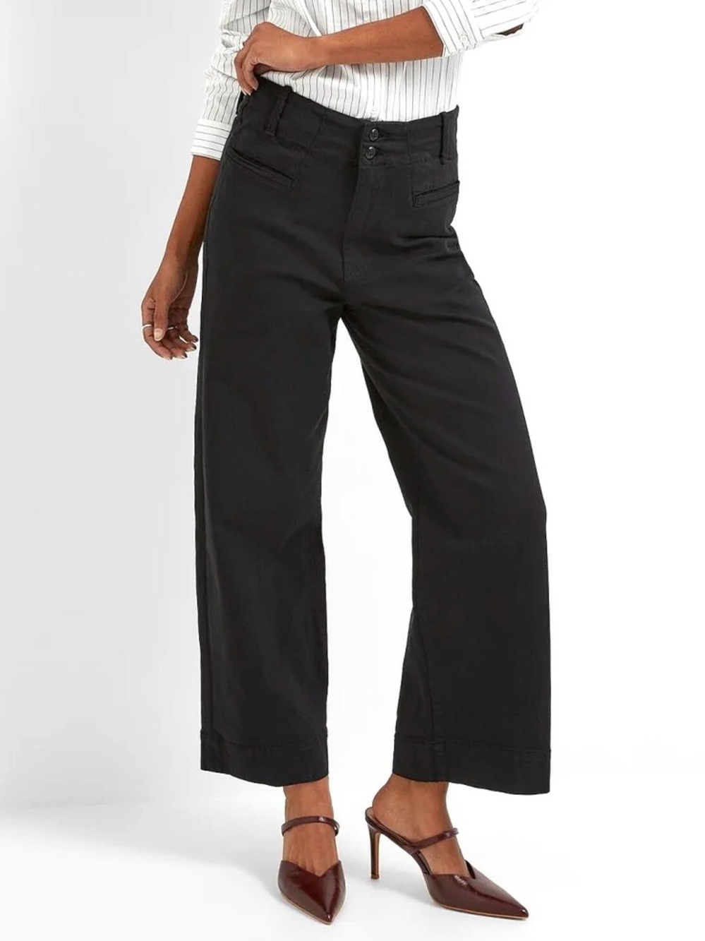 DU/ER LuxTwill High Rise Trouser Women’s Size 31 Wide Leg Pockets Career  Black